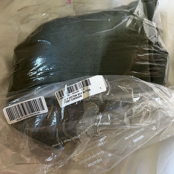 Lunya Cozy Cotton Button Front Silk Blend Cardigan Sweater in Humble Green NEW - Picture 10 of 10